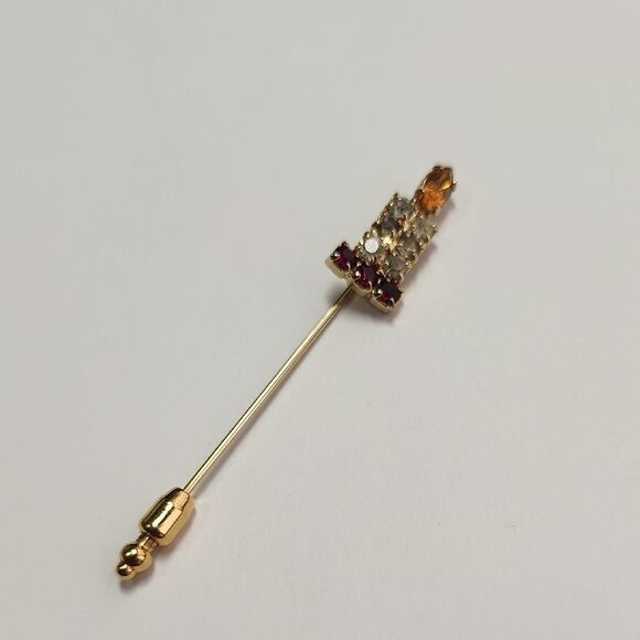 Candle Gold and Red Stick Pin - Picture 1 of 5